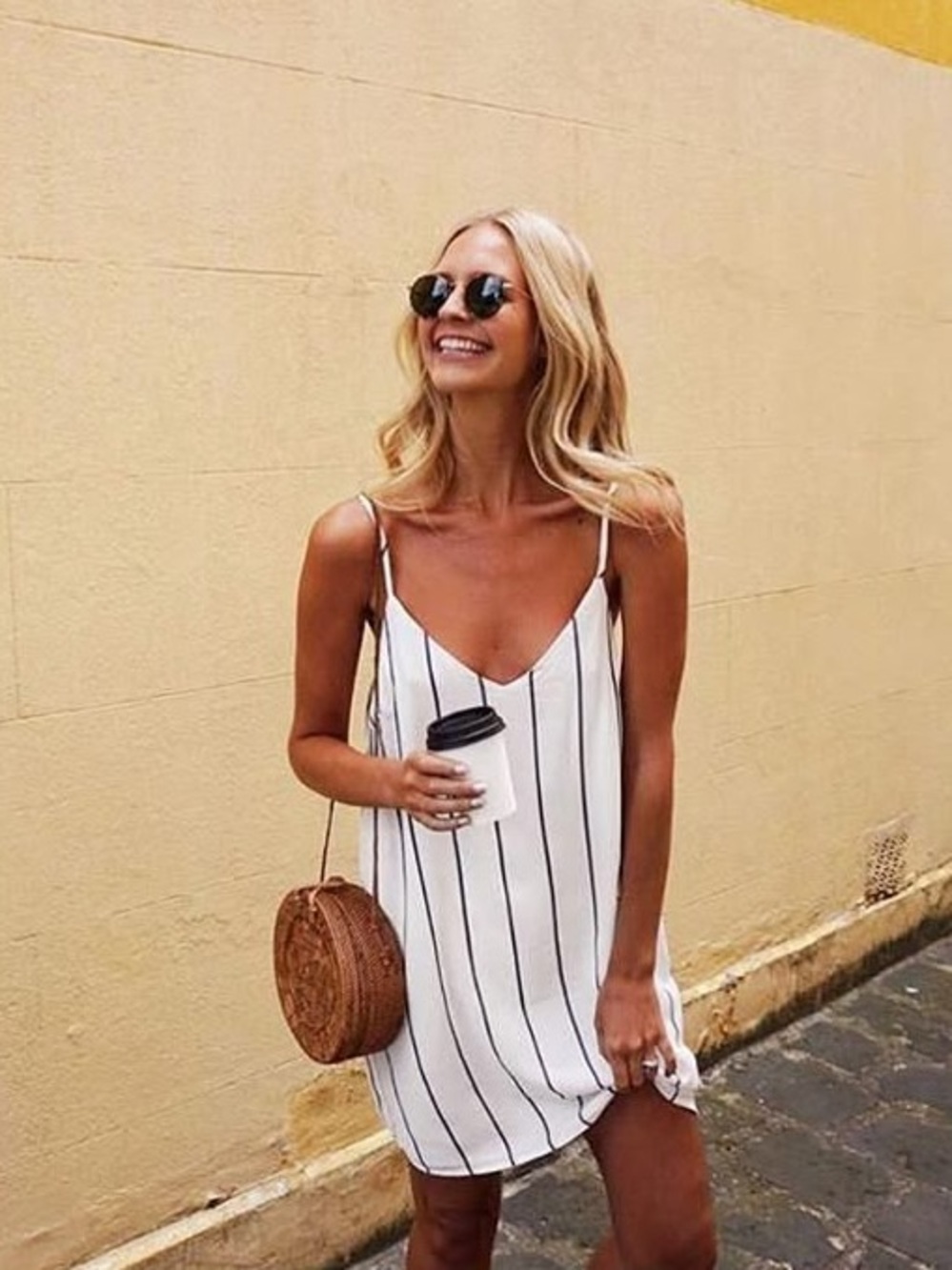 Hurley White Striped Spaghetti Strap dress/coverup
